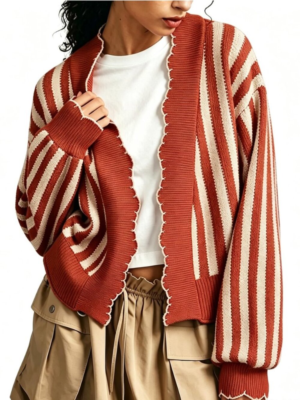 Cardigan Sweaters for Women Striped Open Front Cardigan